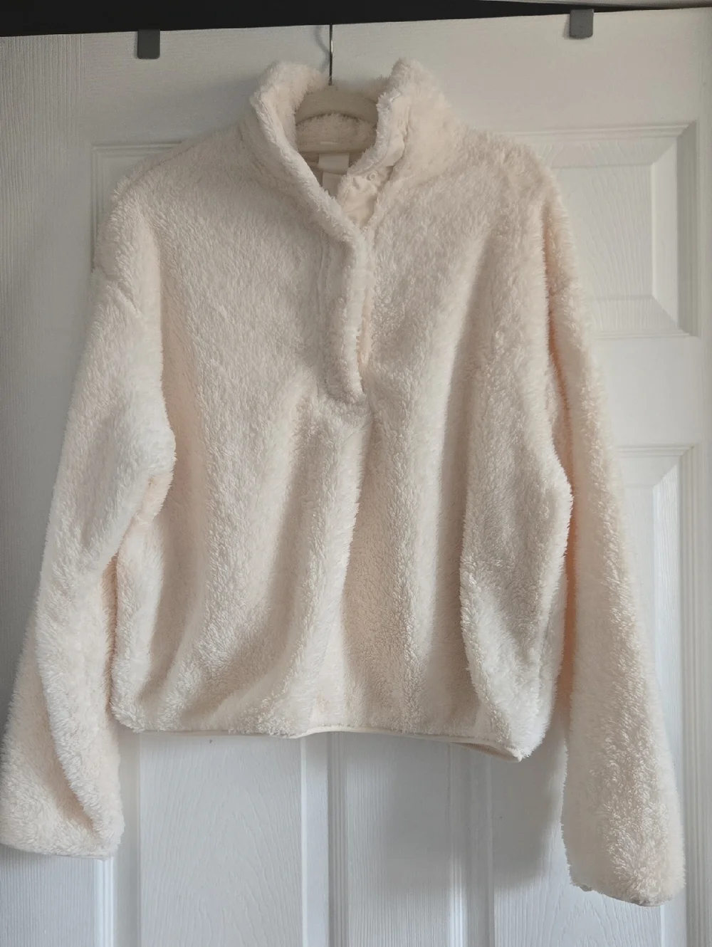 H&M Cream Teddy Sherpa Snap Pullover Jacket - Picture 1 of 2